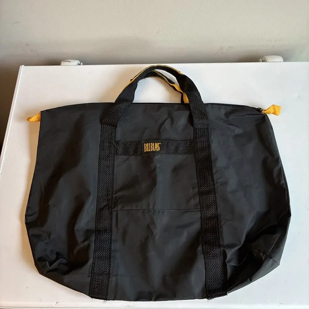 Vintage BILL BLASS Tote Duffle Bag Men's Black Nylon Short Handle pre-owned Trav
